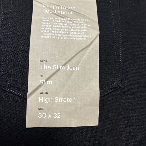 Everlane The Slim 4-Way Stretch Organic Jean | Uniform Black Mens Size 30x32 NWT - Picture 7 of 11